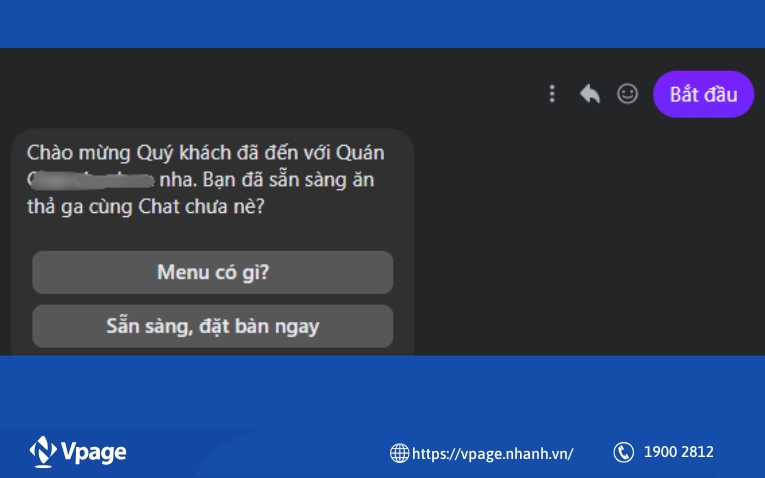 Chatbot chào mừng 